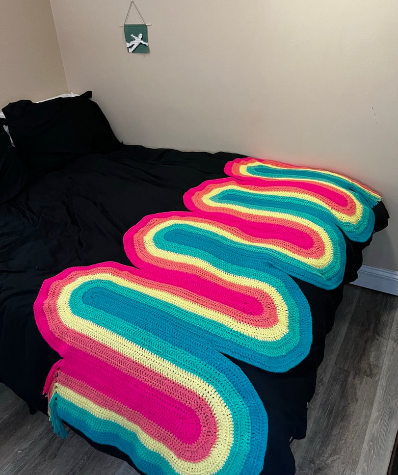 Rainbow ribbon candy throw blanket