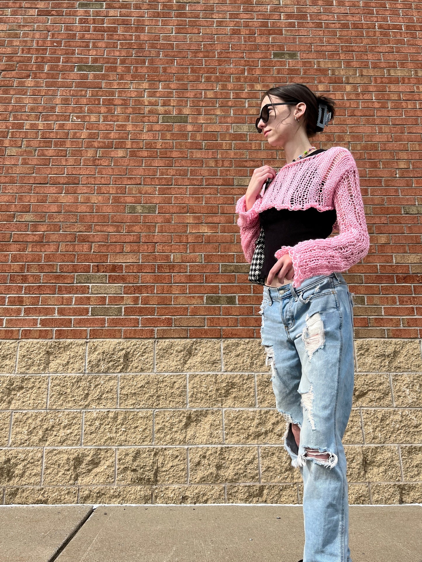 Distressed Knit Shrug Sweater